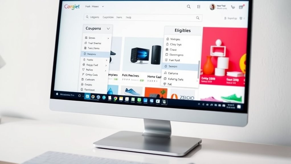 coupon filtering on desktop
